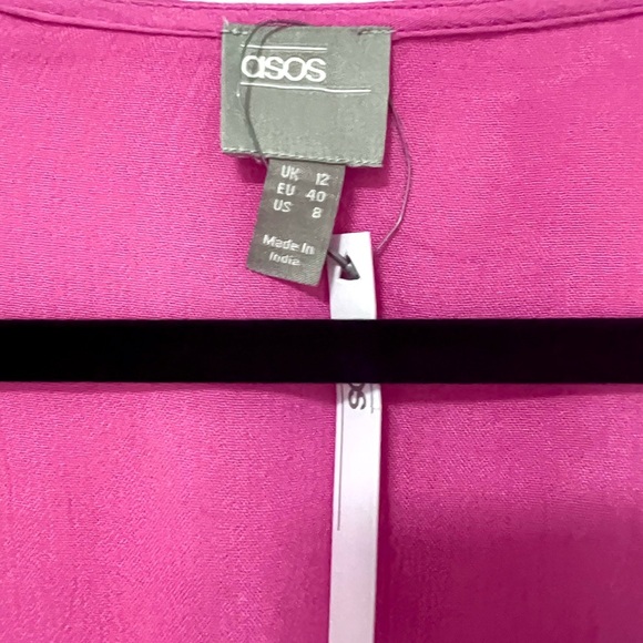 NEW ASOS magenta Maxi kimono beach summer with V-Neck and Bishop Sleeves 8 - Picture 2 of 7